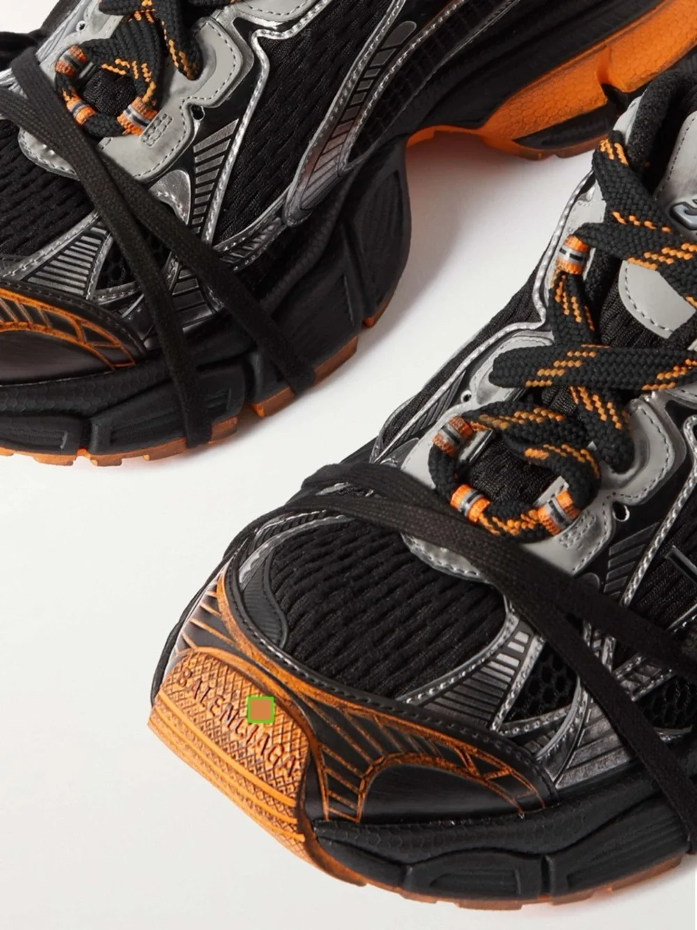 Balenciaga Black and Orange Trail-Style Sneakers - Picture 3 of 5